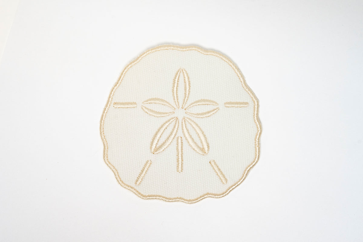 Coastal Appliqué Coasters | Shell & Sand Dollar Fabric Handmade Coasters