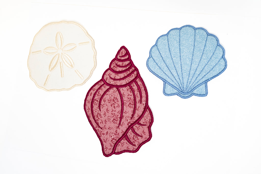 Coastal Appliqué Coasters | Shell & Sand Dollar Fabric Handmade Coasters