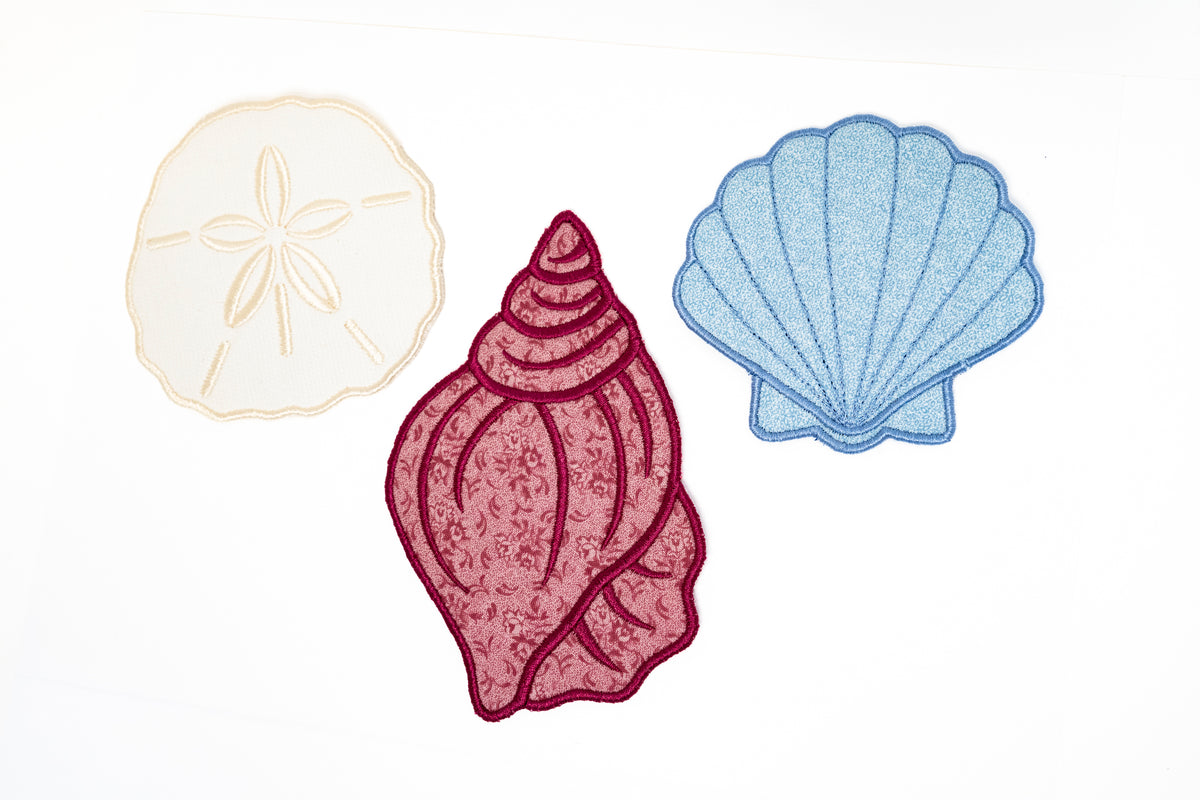 Coastal Appliqué Coasters | Shell & Sand Dollar Fabric Handmade Coasters