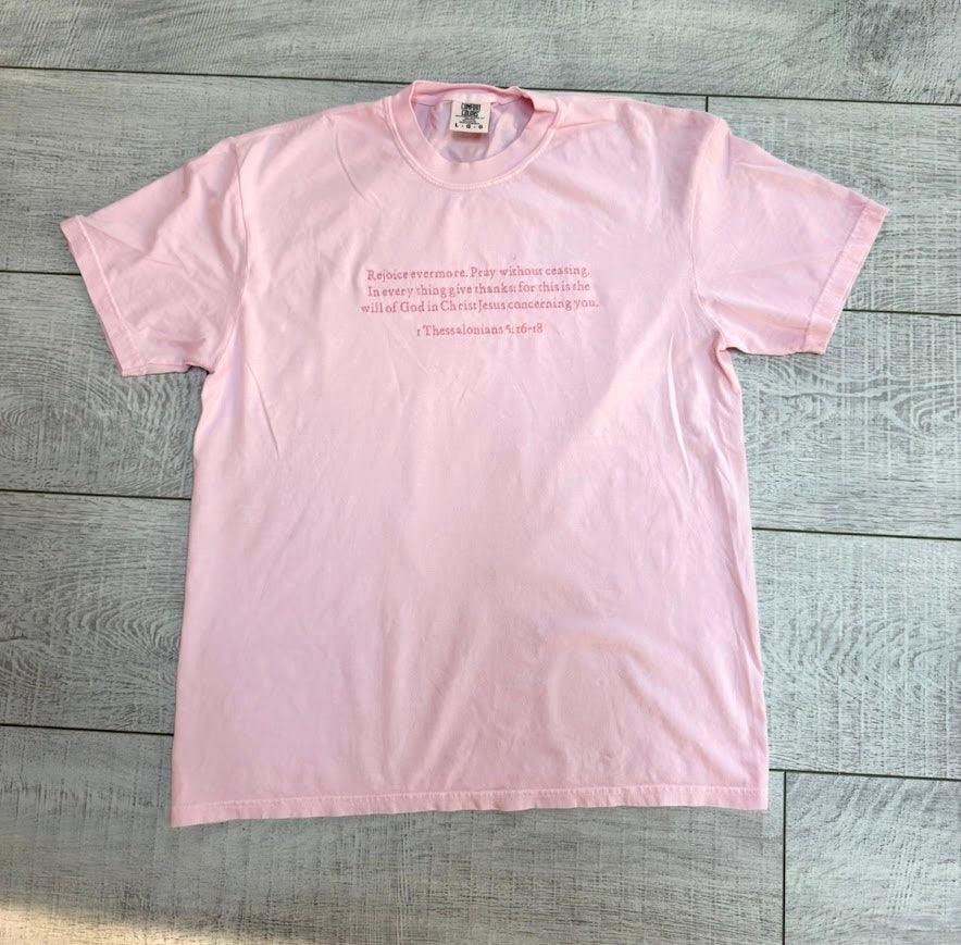 Floral Patchwork Cross Comfort Colors Tee | 1 Thessalonians 5:16-18 Christian Shirt