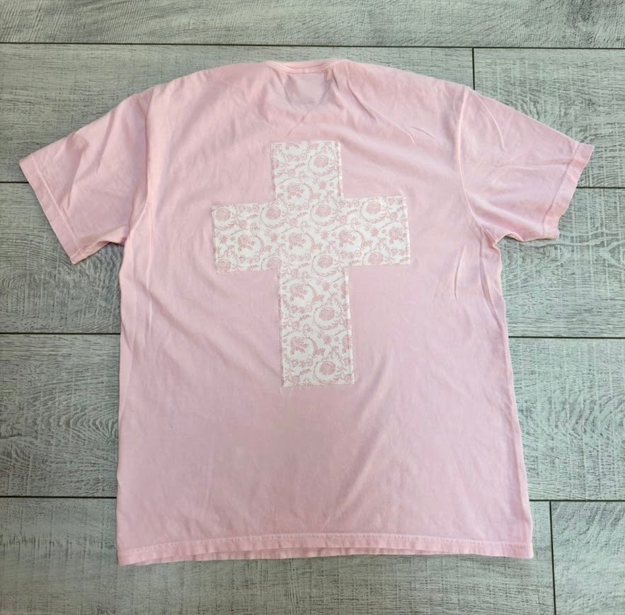 Floral Patchwork Cross Comfort Colors Tee | 1 Thessalonians 5:16-18 Christian Shirt