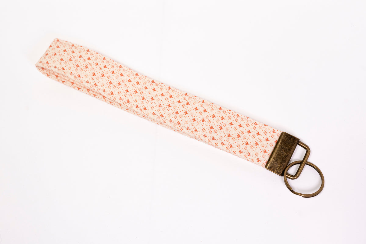 Upcycled Pink Floral Fabric Wristlet Keychain