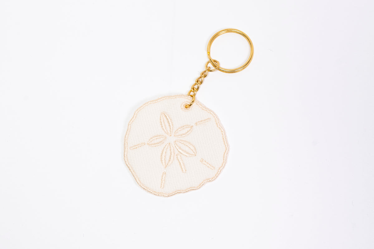 Embroidered Sand Dollar Keychain