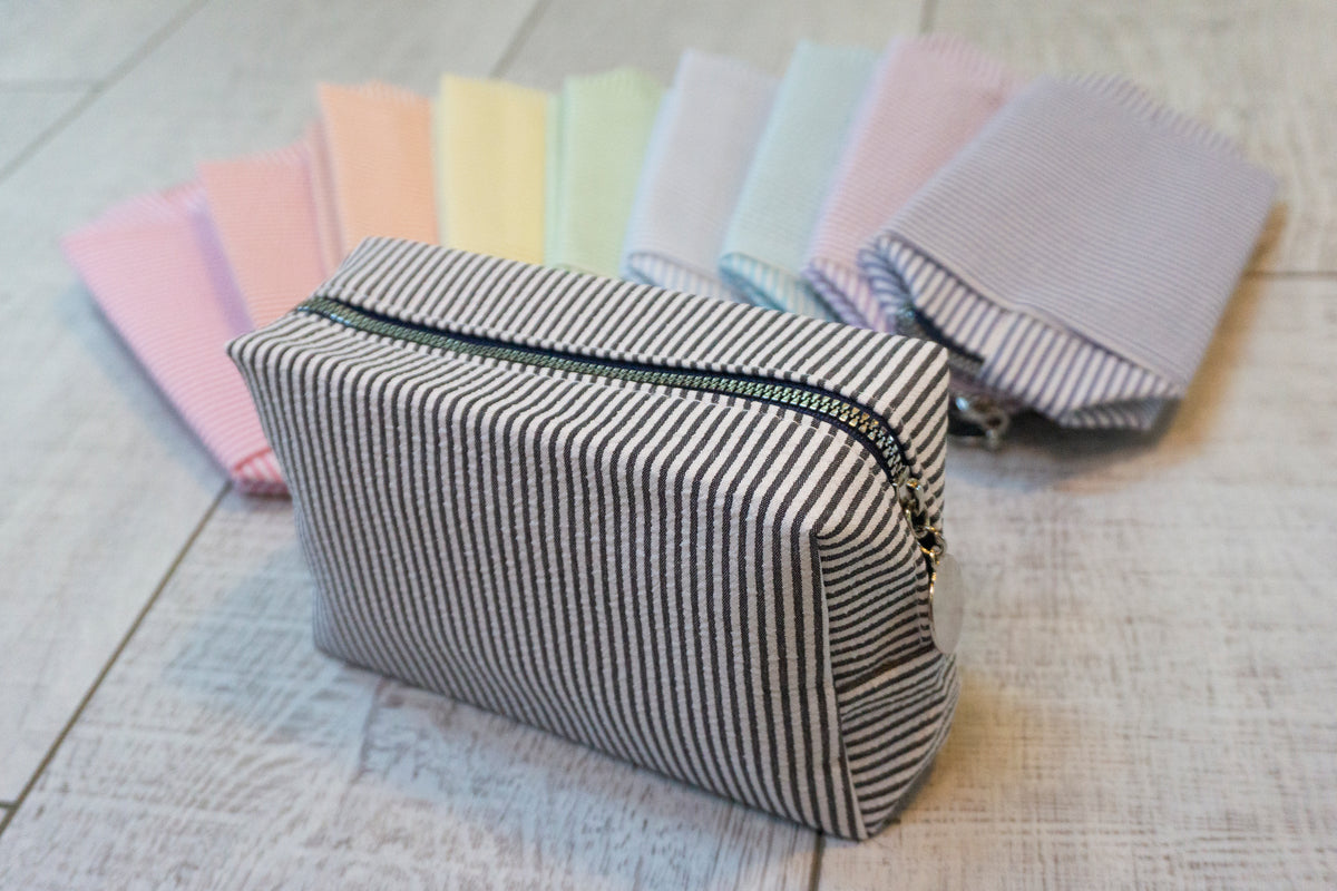 Personalized Striped Makeup Bag | Custom Monogram Cosmetic Bag