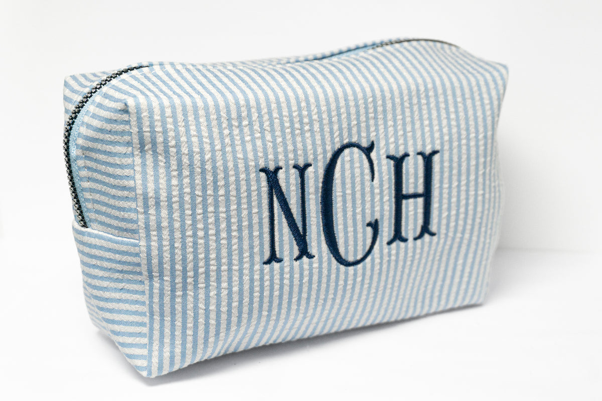 Personalized Striped Makeup Bag | Custom Monogram Cosmetic Bag