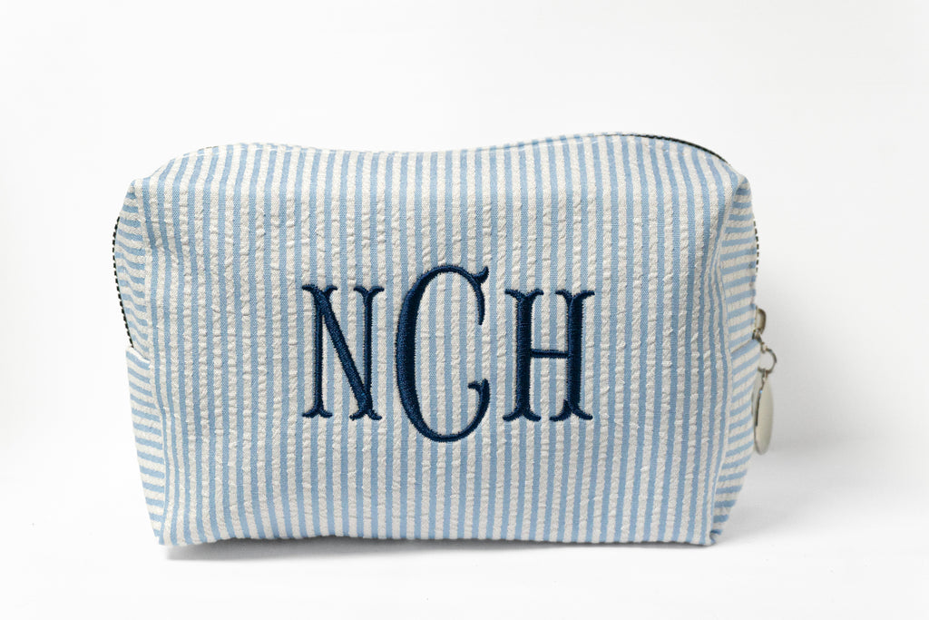 Personalized Striped Makeup Bag | Custom Monogram Cosmetic Bag
