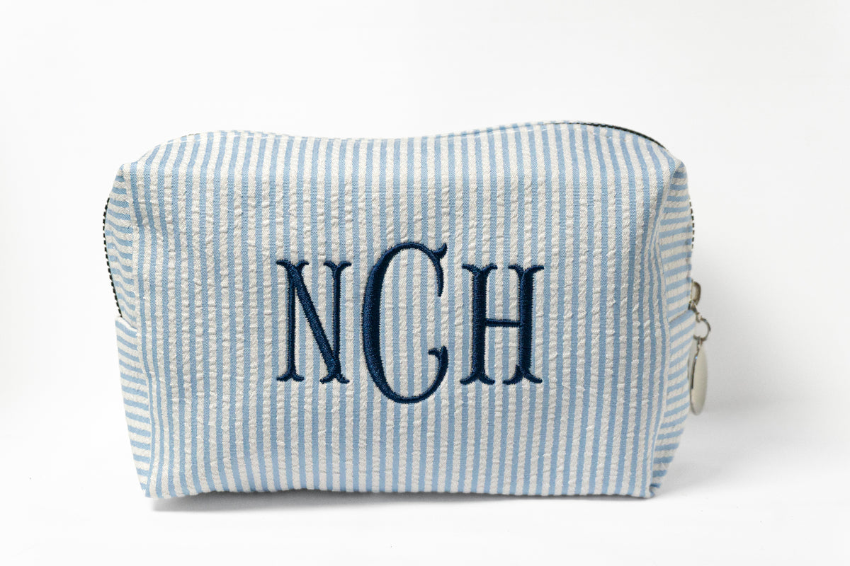 Personalized Striped Makeup Bag | Custom Monogram Cosmetic Bag